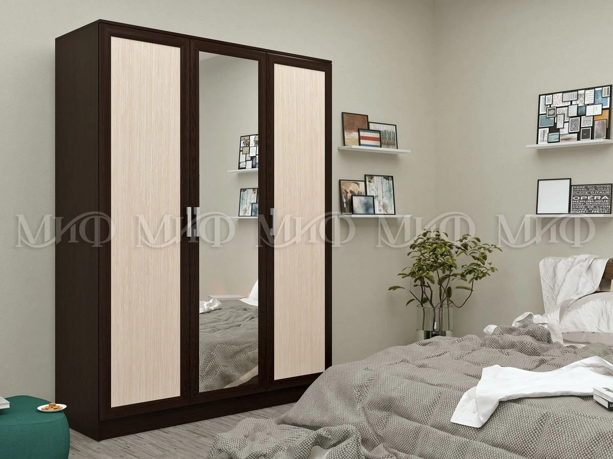 Шкаф Алекс Дуб Беленый/Дуб Венге 1500×2016×520 мм