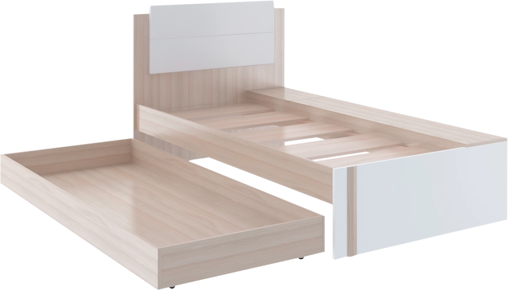 Кровать "Волкер" М 14 Ясень Шимо Светлый/Белый