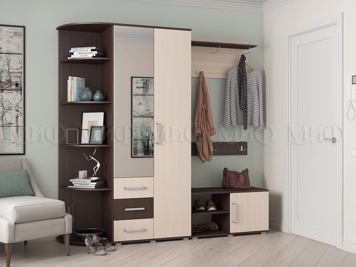 Прихожая Бостон Венге/Белфорт (Ш-2170 мм x В-2120 мм x Г-470 мм)