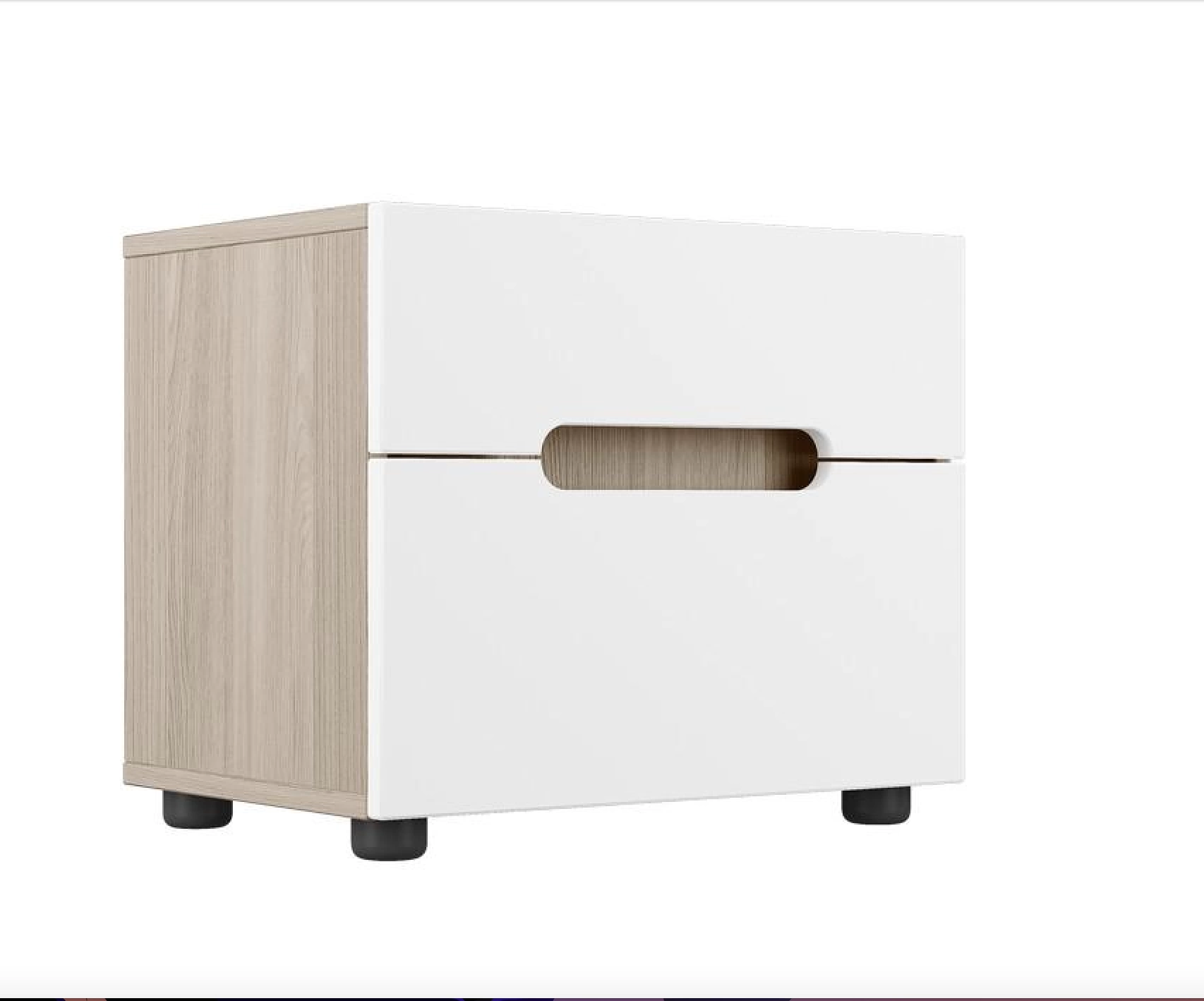 Тумба Прикроватная Палермо-3 МДФ (Ш-500 х В-410 х Г-350 мм)/Ясень Шимо Светлый/ фасад Белый Глянец