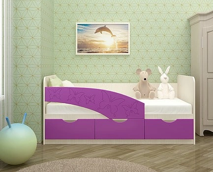 Детская Кровать Бабочки/Разные Цвета