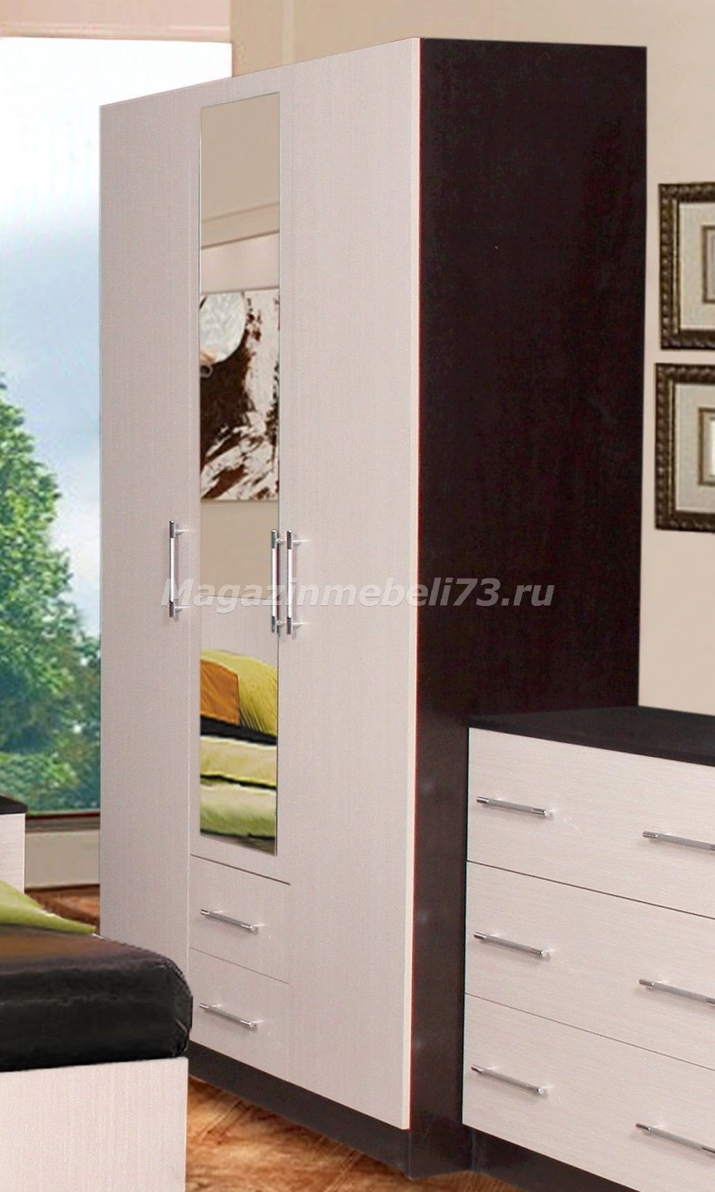 Николь Шкаф 3-х Створчатый ЛДСП (Ш-1200 х Г-500 х В-2100 мм)/Разные Цвета