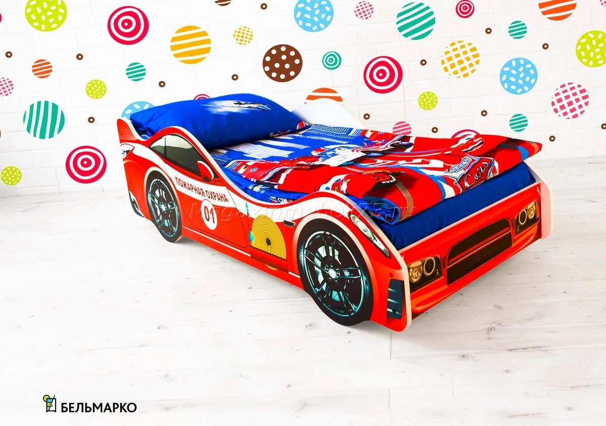 Детская кровать-тачка ПОЖАРНАЯ ОХРАНА