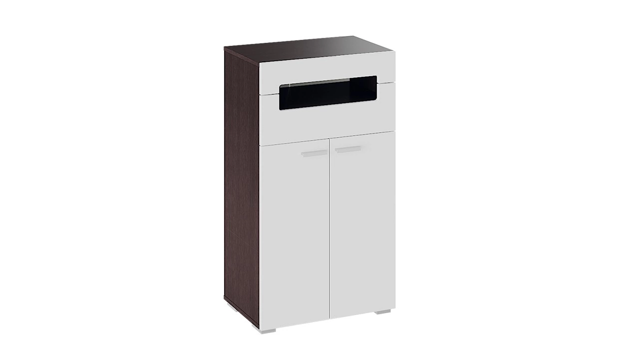 Тумба для обуви комбинированная «Фьюжн» Белый Глянец/Венге Линум