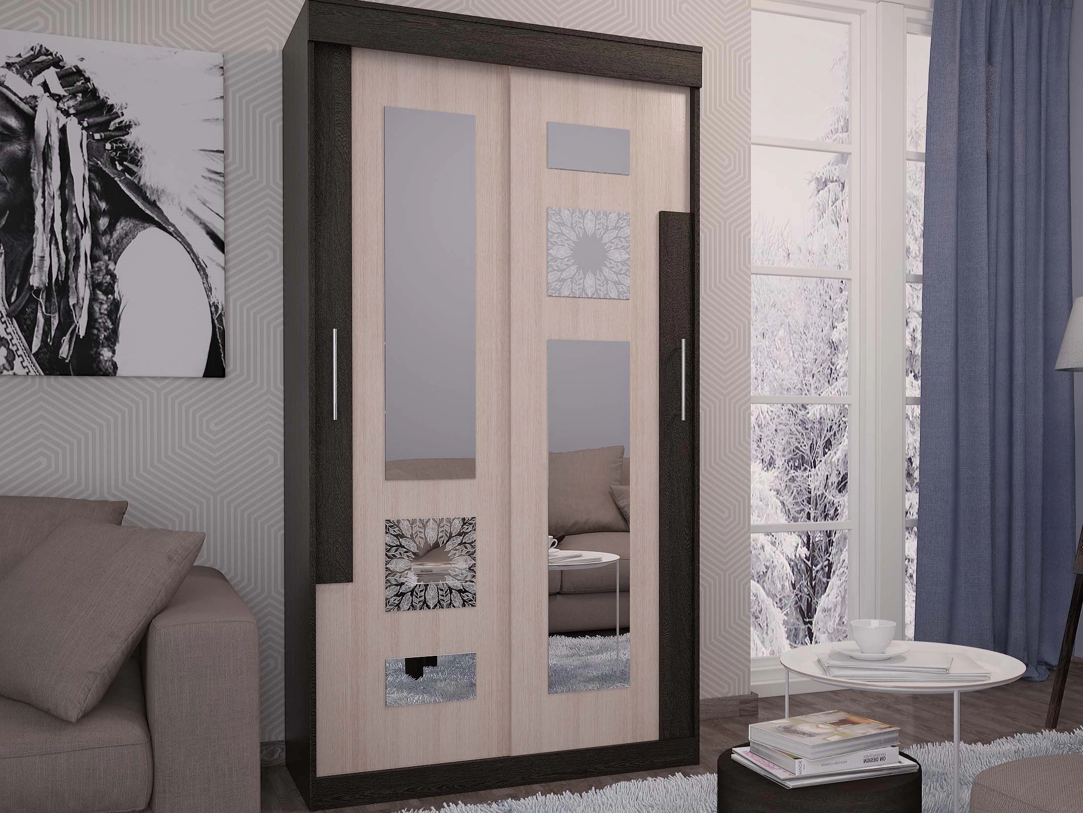 Шкаф-Купе Фиджи Лайт Венге/Белфорт (Ш-1100 х В-2100 х Г-540 мм)