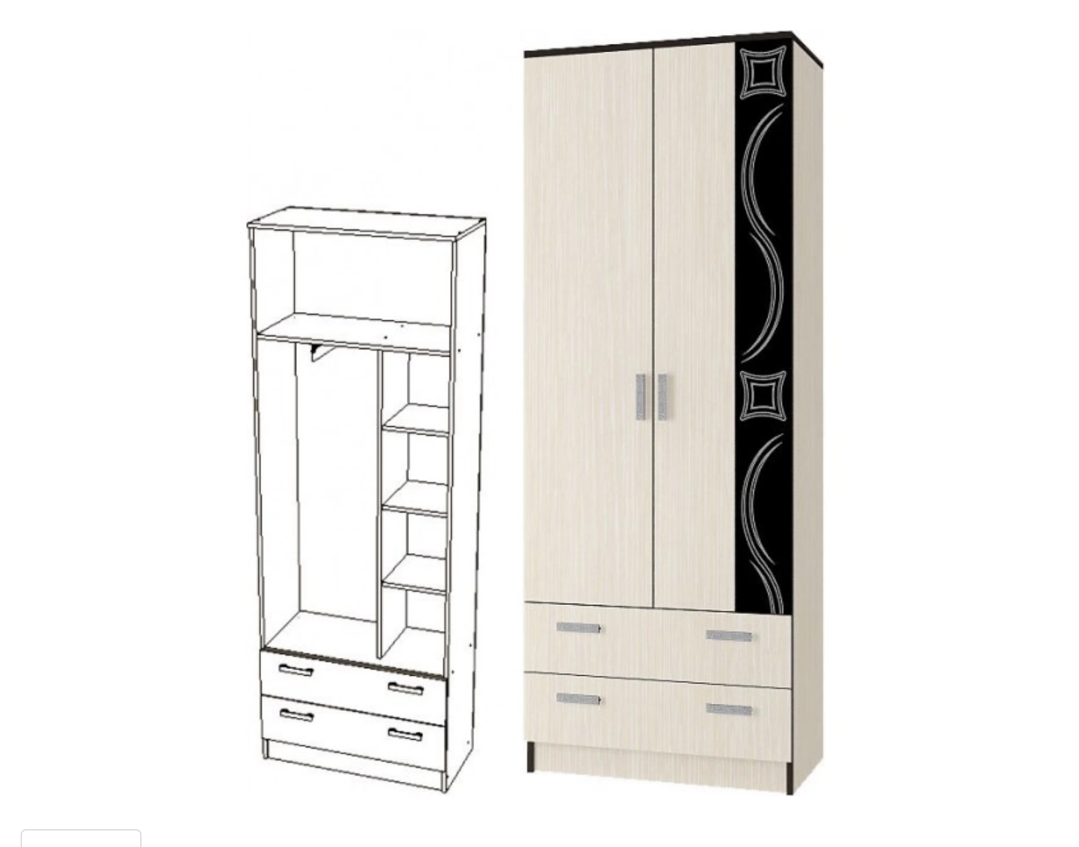 Шкаф с Ящиками Линкольн ЛШ-03 ЛДСП (0,8х2,2х0,4 )/Разные Цвета