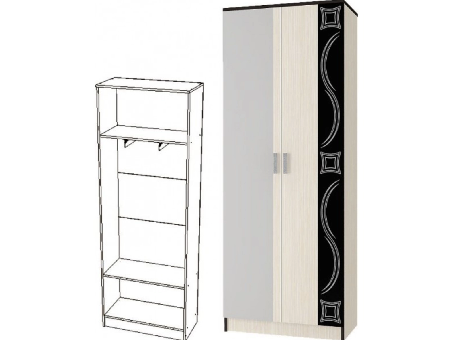 Шкаф 2-х Створчатый Линкольн ЛШ-02 ЛДСП (0,8х2,2х0,4)/Разные Цвета