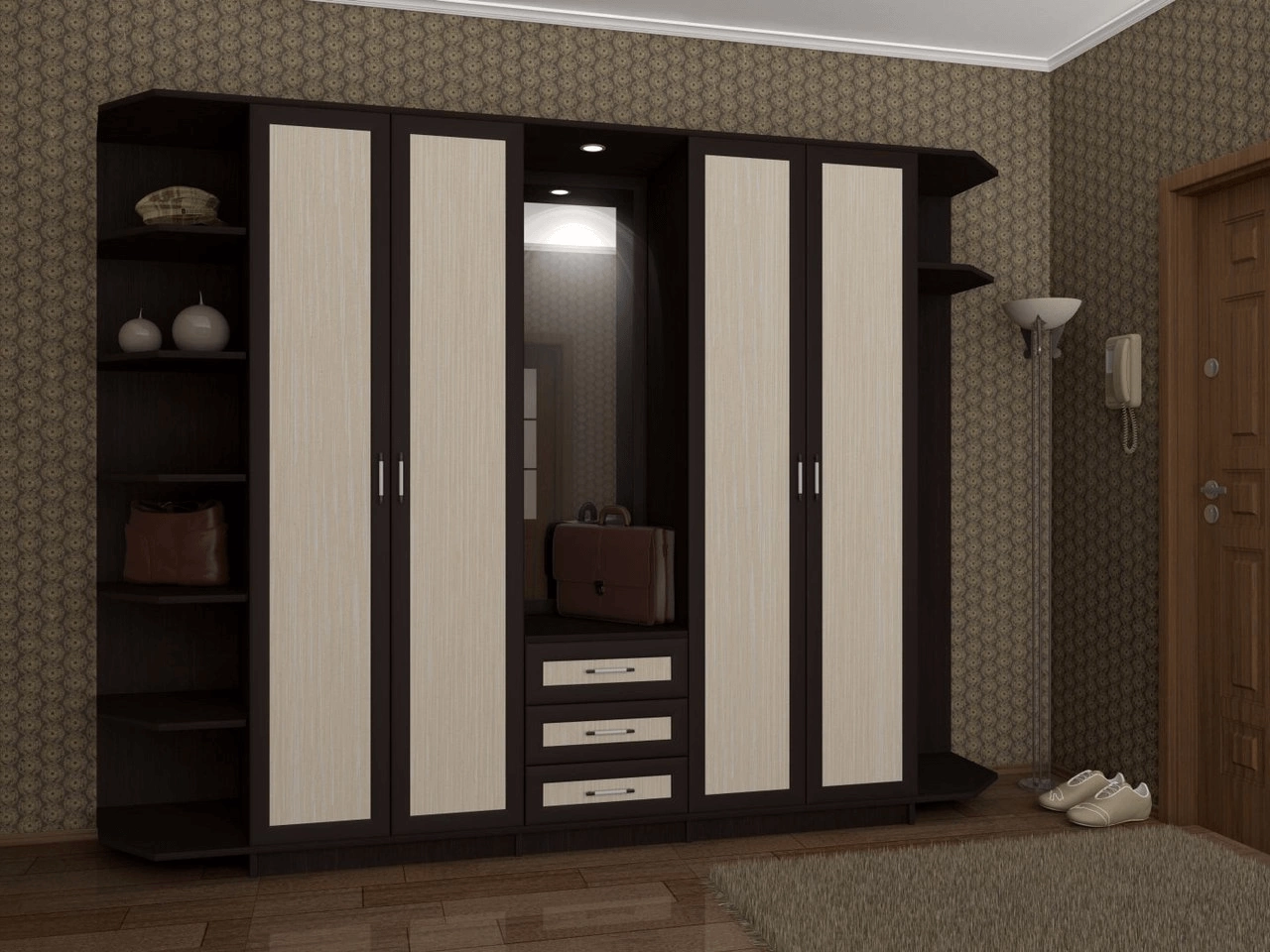 Прихожая Даллас Венге/Ясень Шимо Светлый (2,5х2,1х0,45)
