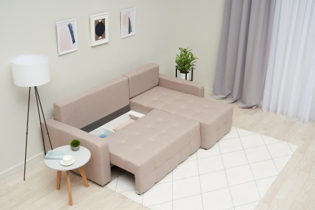 Диван угловой еврокнижка Калипсо euro SE бежевый