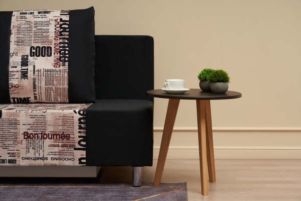 Диван еврокнижка Этно лайт черный / принт газета