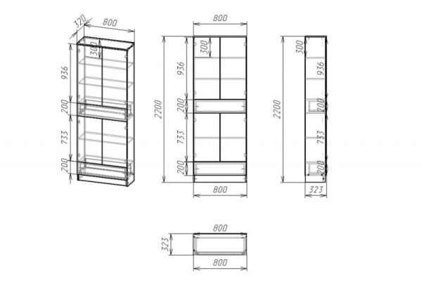Книжный шкаф Мебелайн-43