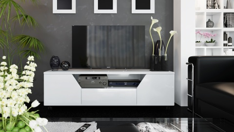 Тумба ТВ тип 4 «Diamond» (Белый глянец)/Ш-1600 × В-475 × Г-440 мм