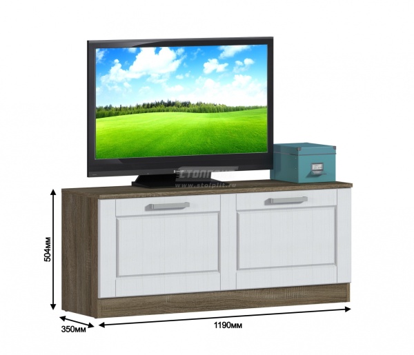 Тумба ТВ Илона (Прованс) СБ-2713 Дуб Сонома Трюфель/Сандал Белый /Ш-1190 X В-500 X Г-350 мм