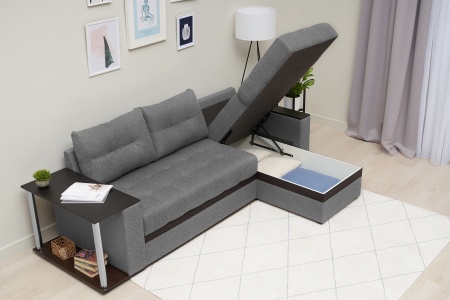 Диван угловой дельфин Миранда серый