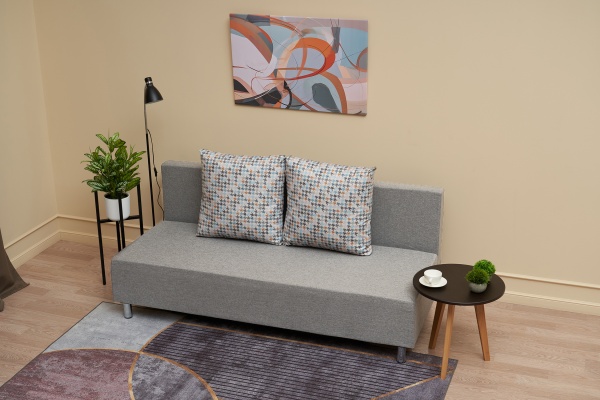 Диван еврокнижка Этно лайт серый / принт мозаика