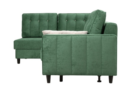 Диван угловой тик-так Арно зеленый / светло-серый