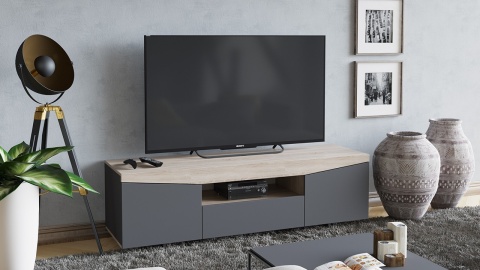 Тумба ТВ тип 1 (Дуб Сонома/ Графит Серый)/Ш-1600 × В-484 × Г-450 мм