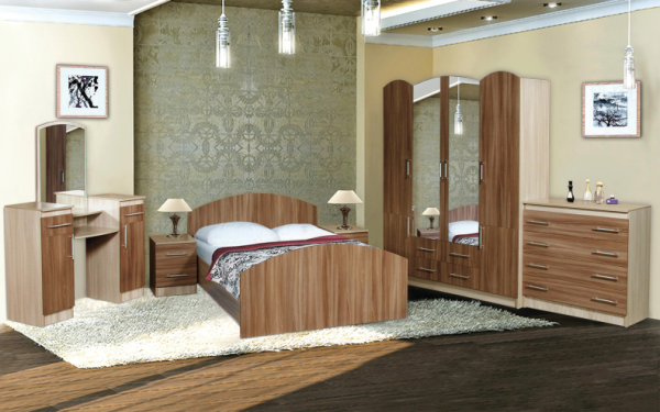 Экстаза Спальный Гарнитур ЛДСП с Пуфиком и Матрасом в Подарок/Разные Цвета