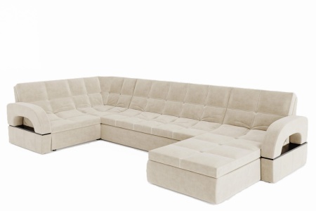 Диван Угловой Дубаи (Пружинный Блок) с Оттоманкой и Ножками-Кубышками (Ш-2750 х Г-1600 х В-750 мм)/Разные Цвета