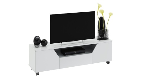 Тумба ТВ тип 4 «Diamond» (Белый глянец)/Ш-1600 × В-475 × Г-440 мм