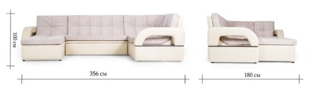 Диван Угловой Мадрид с Оттоманкой (Ш-3560 х Г-1800 х В-1000 мм)/Разные Цвета