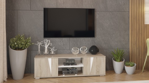 Тумба ТВ тип 4 (Дуб сонома/Белый)/Ш-1550 × В-440 × Г-438 мм