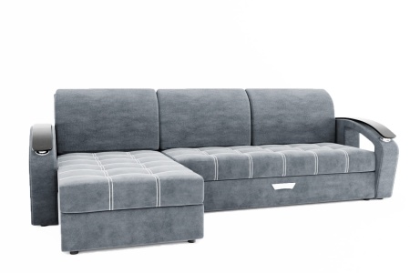 Диван Угловой Дубаи (Пружинный Блок) с Оттоманкой и Ножками-Кубышками (Ш-2750 х Г-1600 х В-750 мм)/Разные Цвета