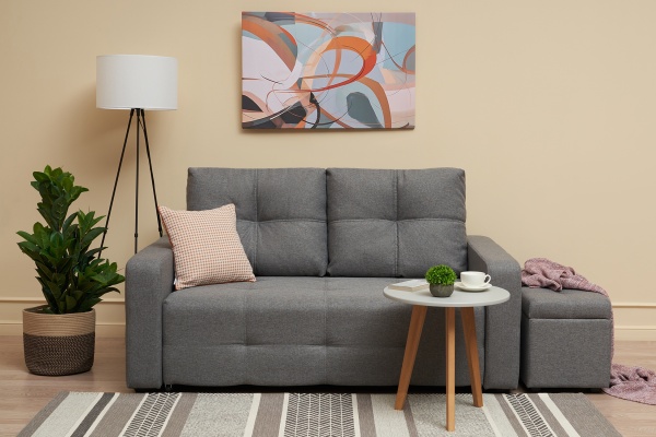 Диван выкатной Калипсо compact рогожка серая