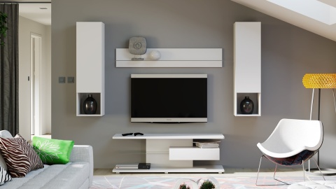 Тумба ТВ тип 1 «Diamond» (Белый глянец)/Ш-1400 × В-460 × Г-440 мм